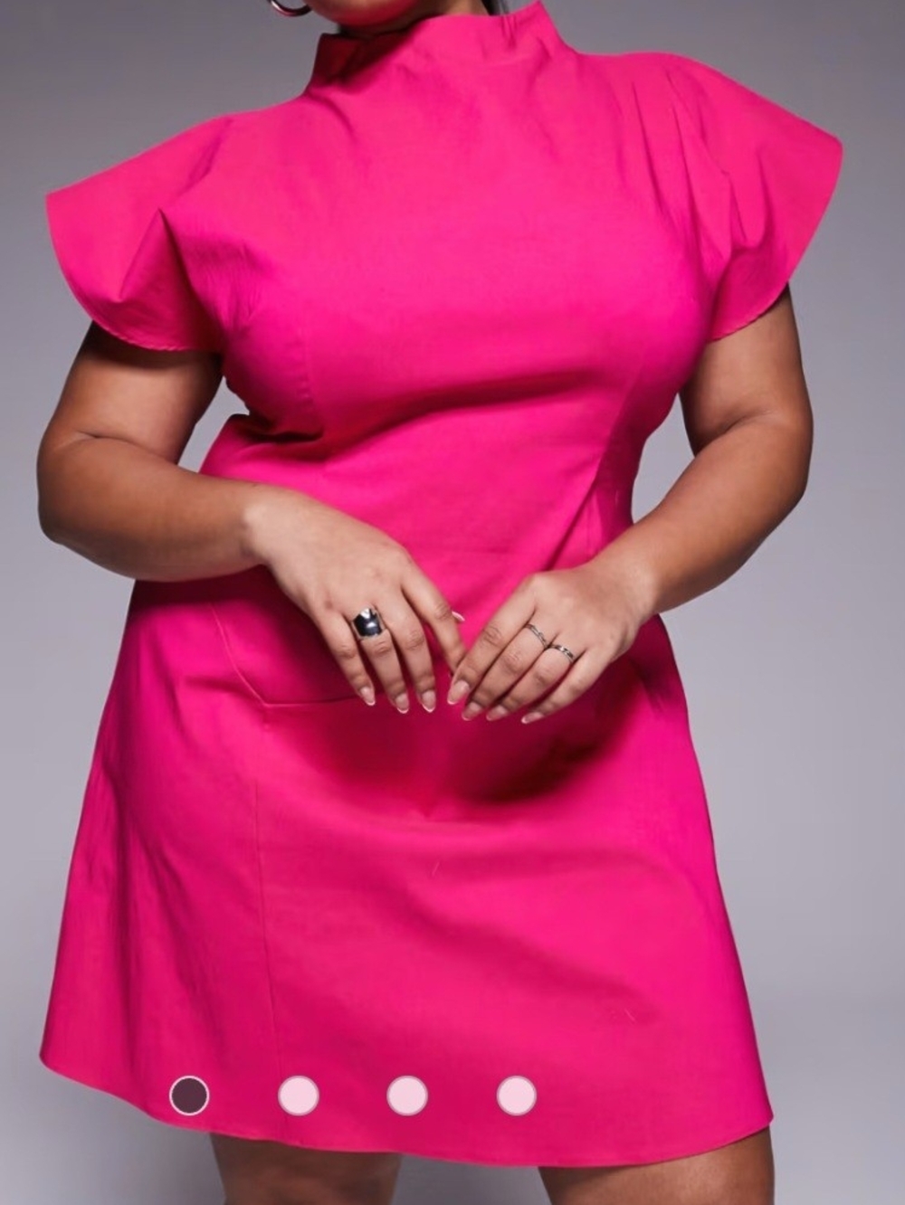 Eloquii Hot Pink Mock-Neck Flutter Sleeve Mini Dress